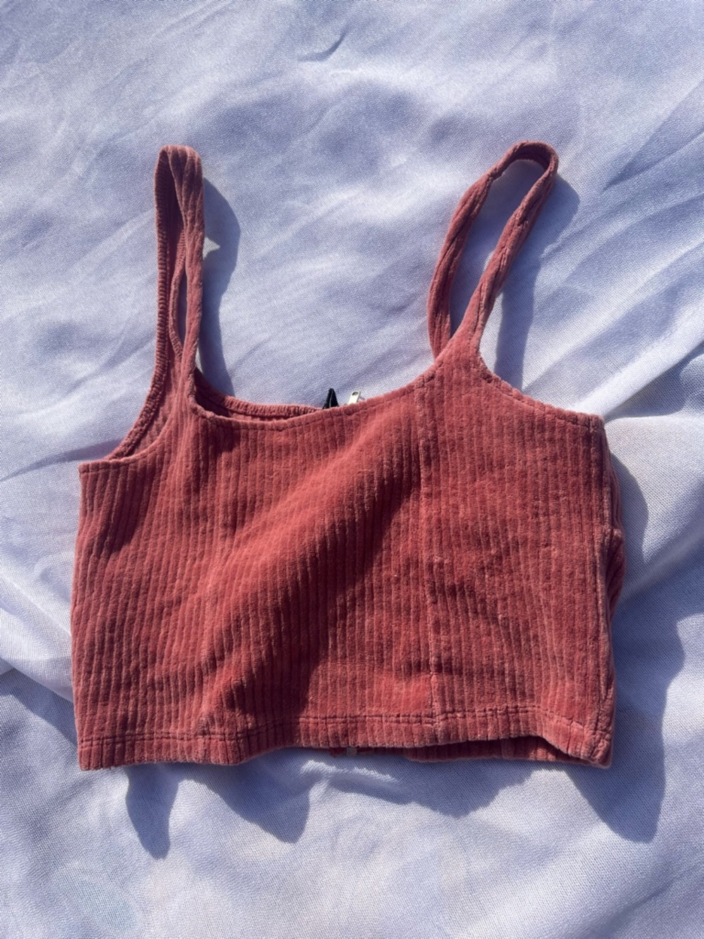 Ribbed Zip-Front Tank Top in Dusty Rose - Picture 3 of 3